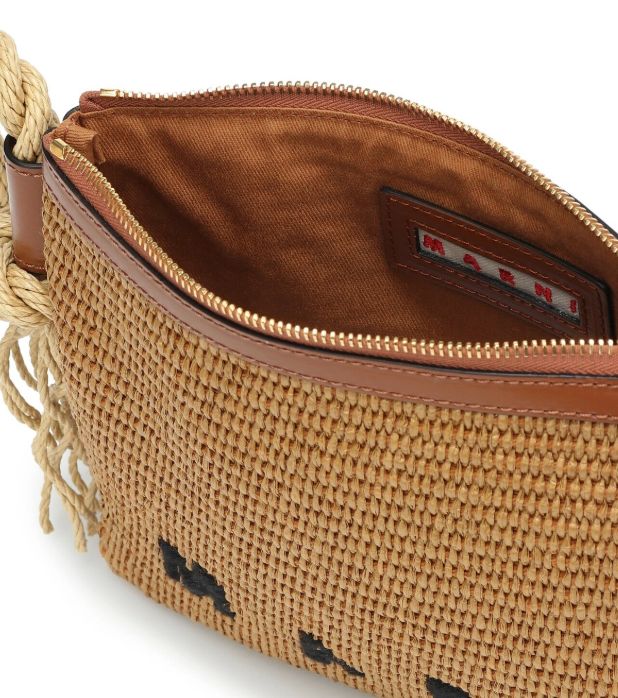 MARNI raffia crossbody bag with logo