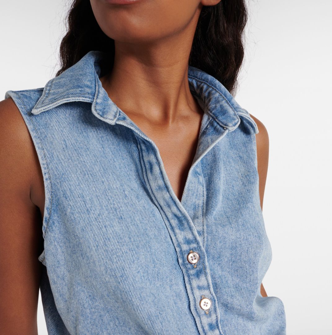 7 FOR ALL MANKIND sleeveless denim belted jumpsuit