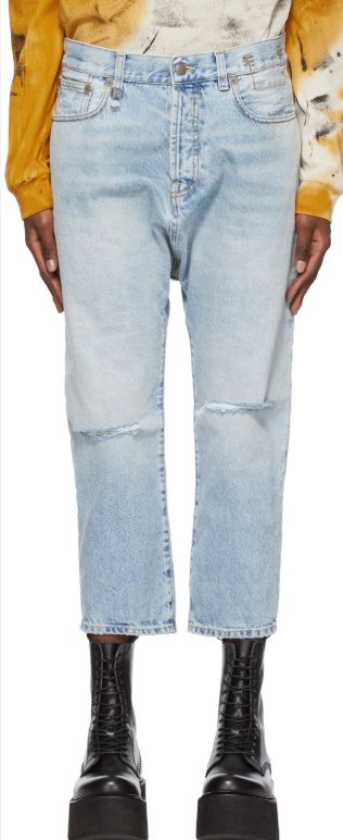 R13 tailored drop jeans in Logan blue