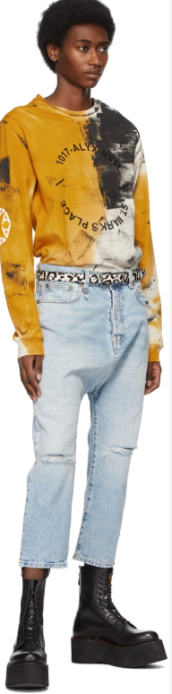 R13 tailored drop jeans in Logan blue