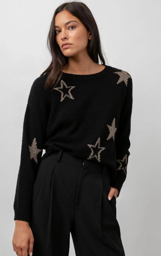 RAILS cropped knit with gold stars