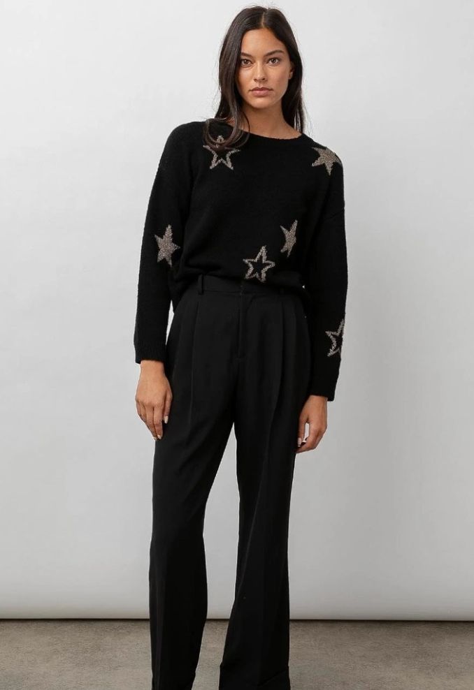RAILS cropped knit with gold stars