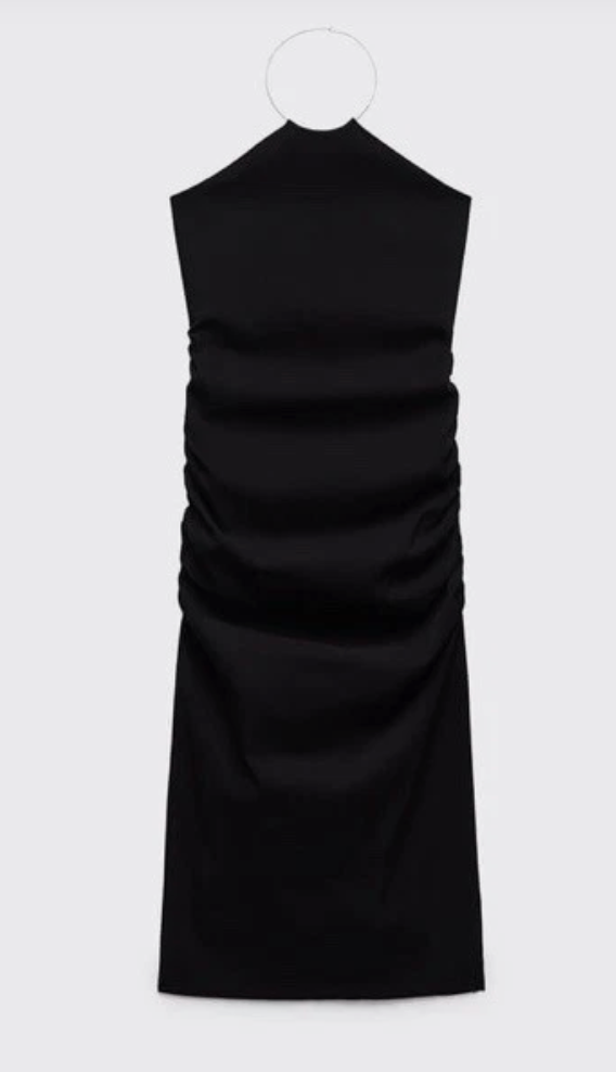 ZARA black dress with silver wired halter strap