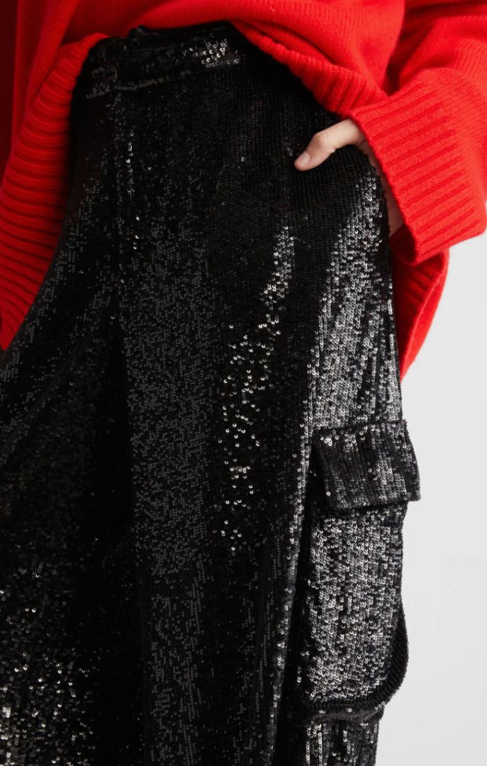 A.L.C. black sequin cargo pants