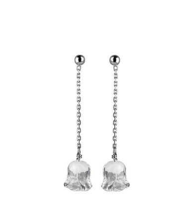 LALIQUE muguet long silver earrings