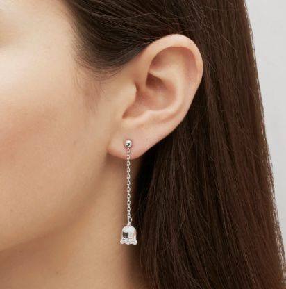 LALIQUE muguet long silver earrings