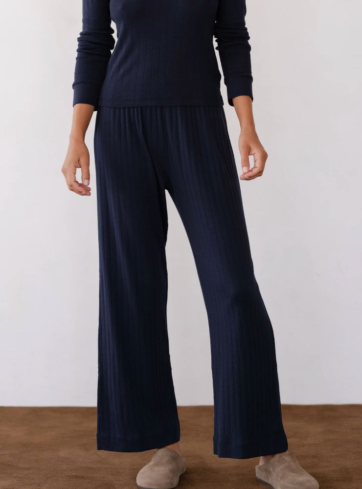 DONNI navy pointelle sweatpants