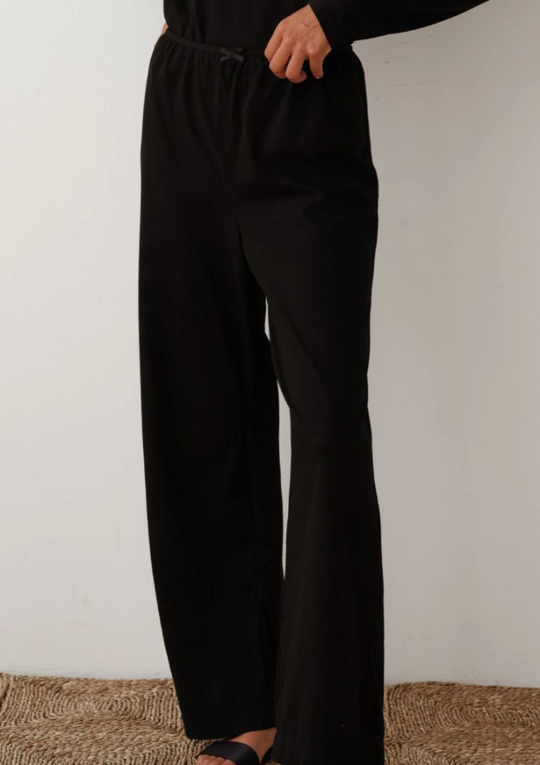 DONNI black straight sweatpants with bow