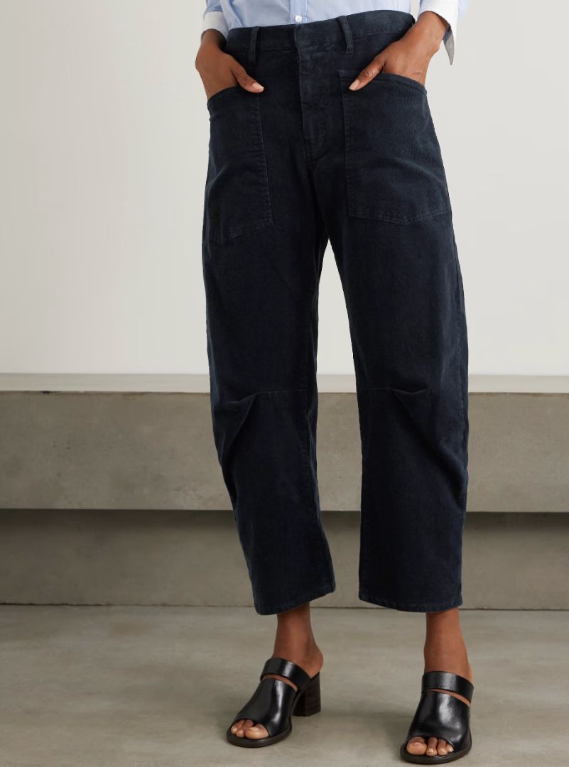 NILI LOTAN navy corduroy barrel pants