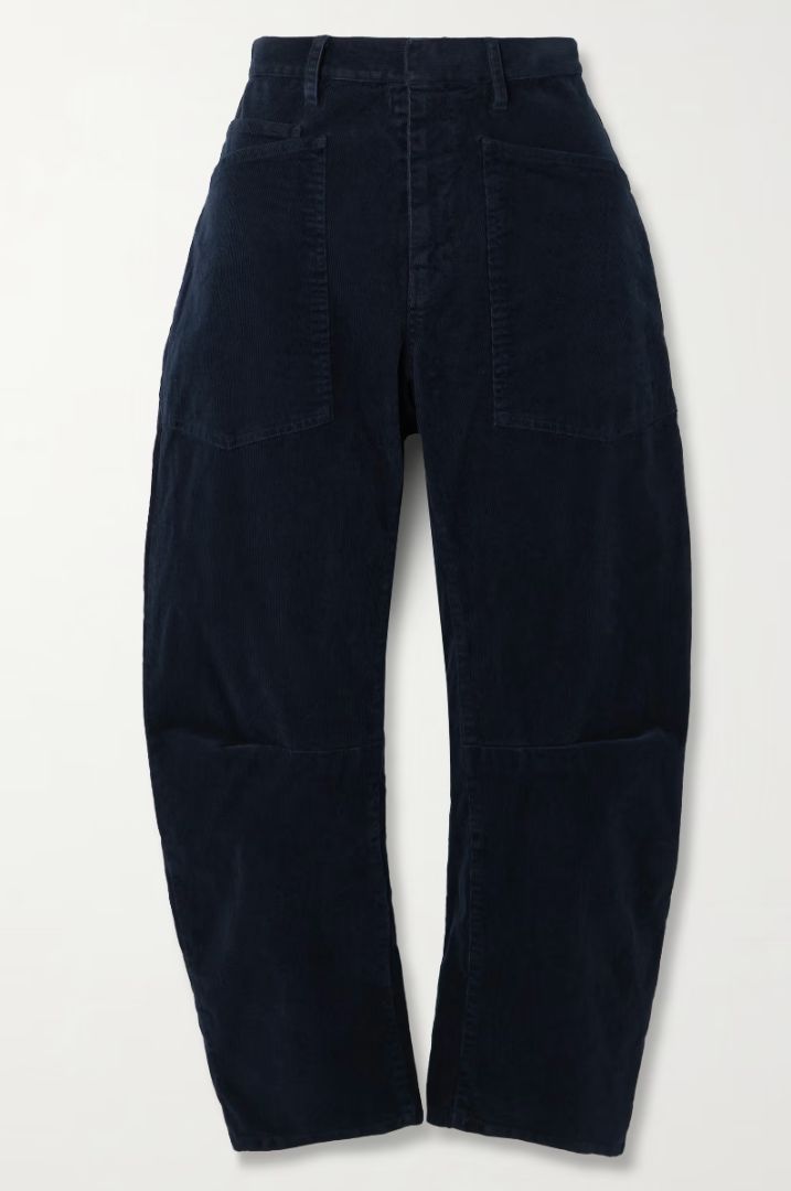 NILI LOTAN navy corduroy barrel pants