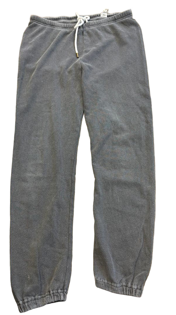 THE GREAT faded grey sweat set, crewneck, distressed rips on collar