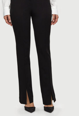 TWP black stretch dress pants with front slits by ankle