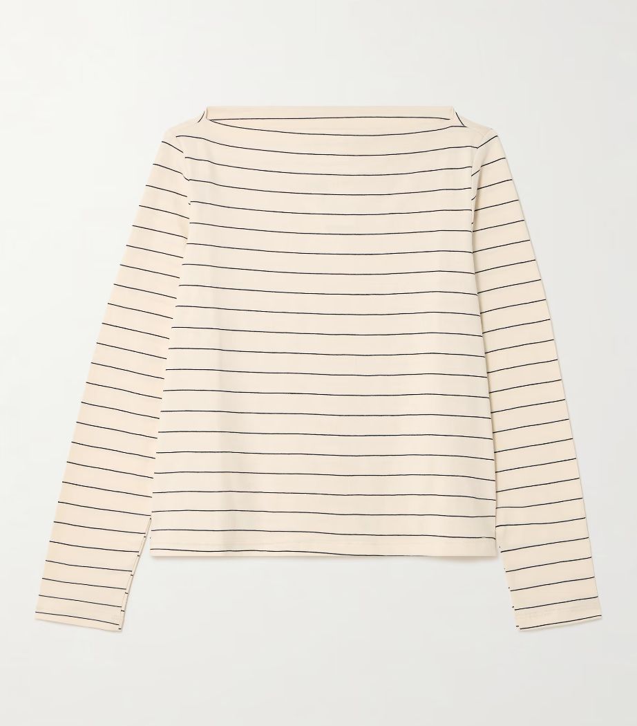 LESET cream long sleeve with thin black stripes