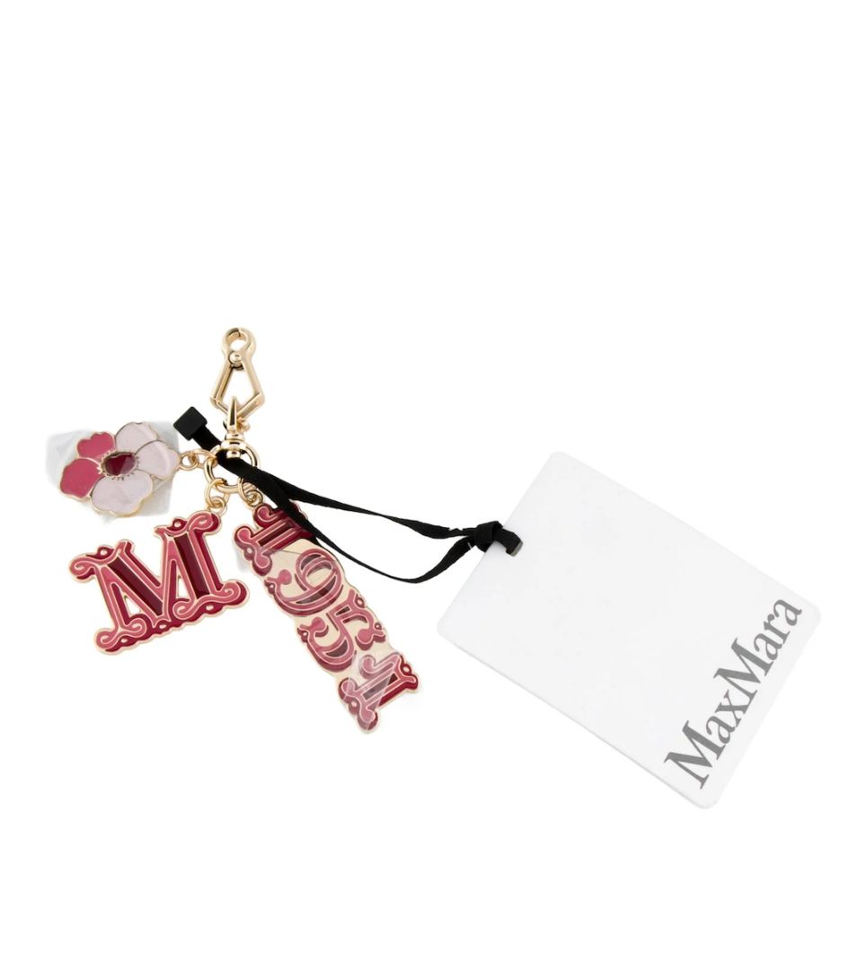 MAX MARA Pink and Gold Logo/Floral KeyChain
