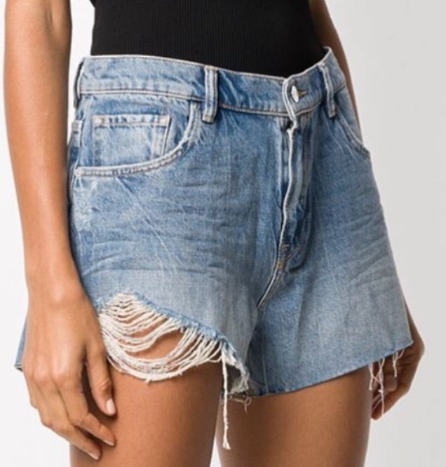 ALLSAINTS Winnie cut off denim shorts, blue distressed