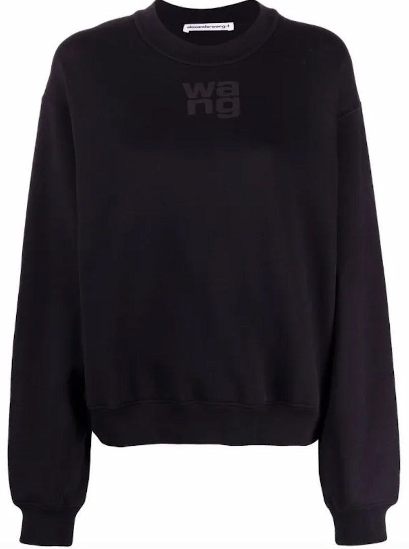 ALEXANDER WANG.T black crewneck with black 'wang' logo