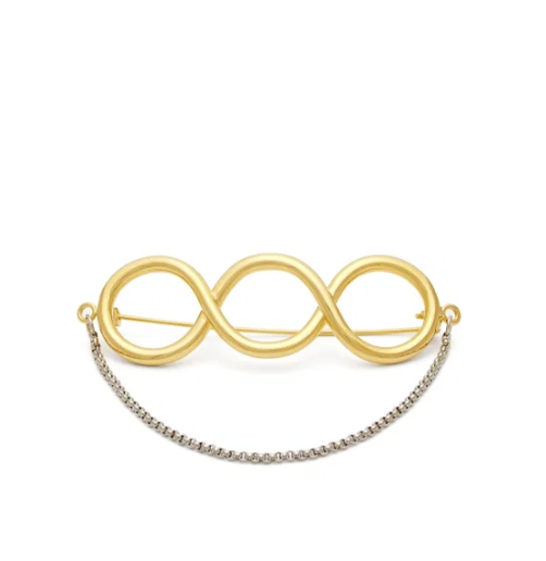 Gold JW ANDERSON GHW twisted hair pin, brooch, O/S