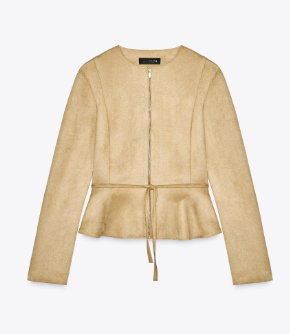 Zara Faux Suede Peplum Jacket