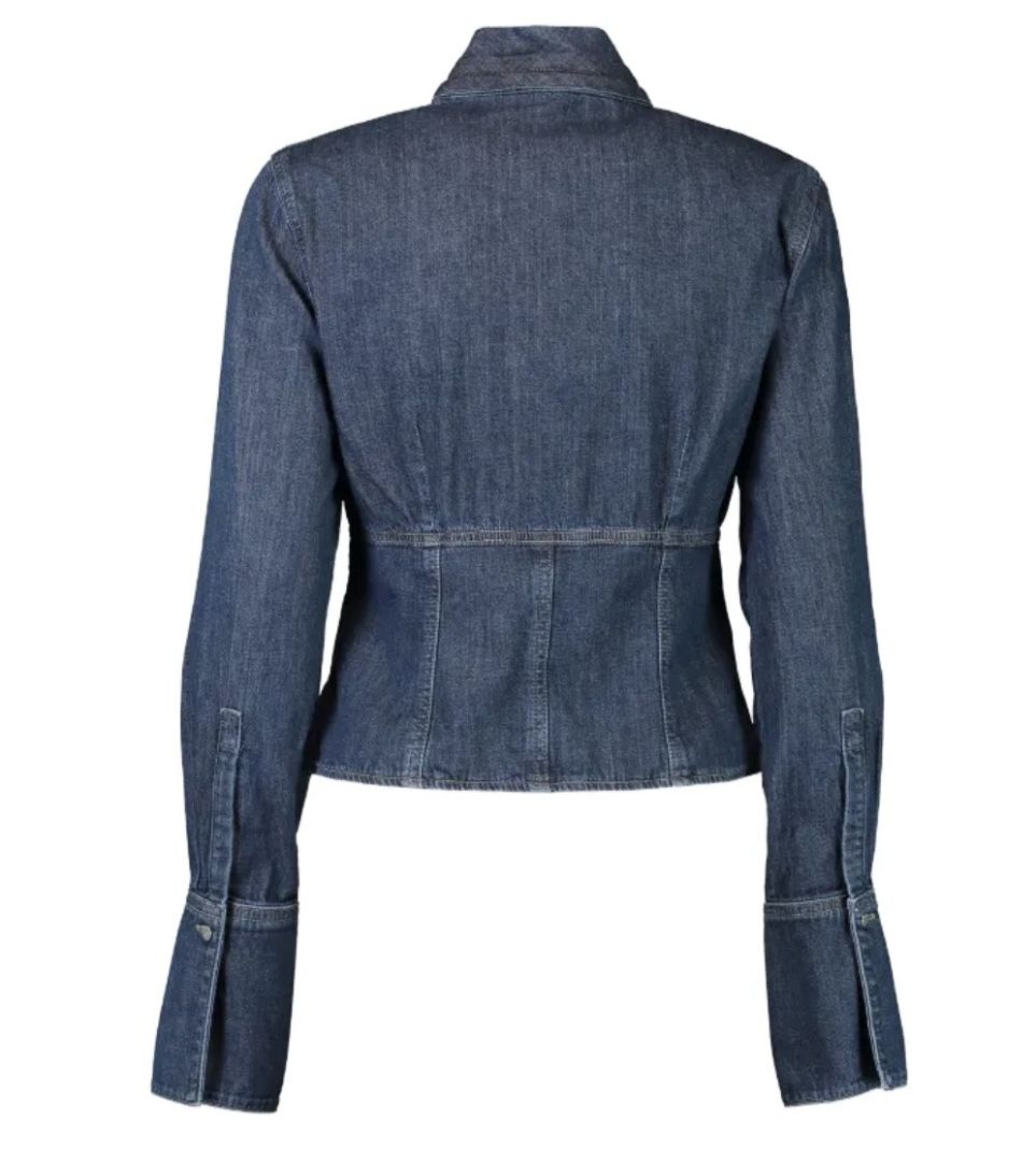 TWP Denim Tie Neck Blouse