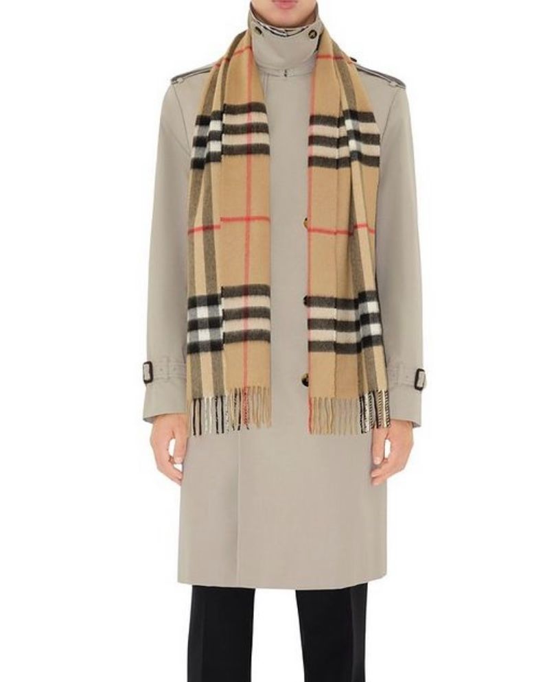 Burberry 100% Cashmere Check Print Scarf