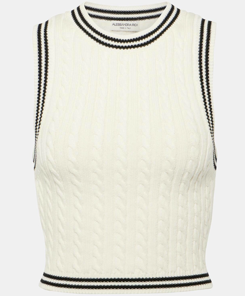 Alessandra Rich Cable-knit cotton sweater vest