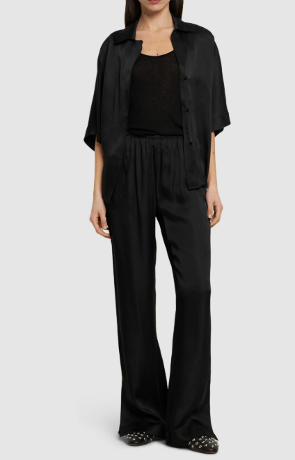 Anine Bing Aden Silk Blend Wide Pant