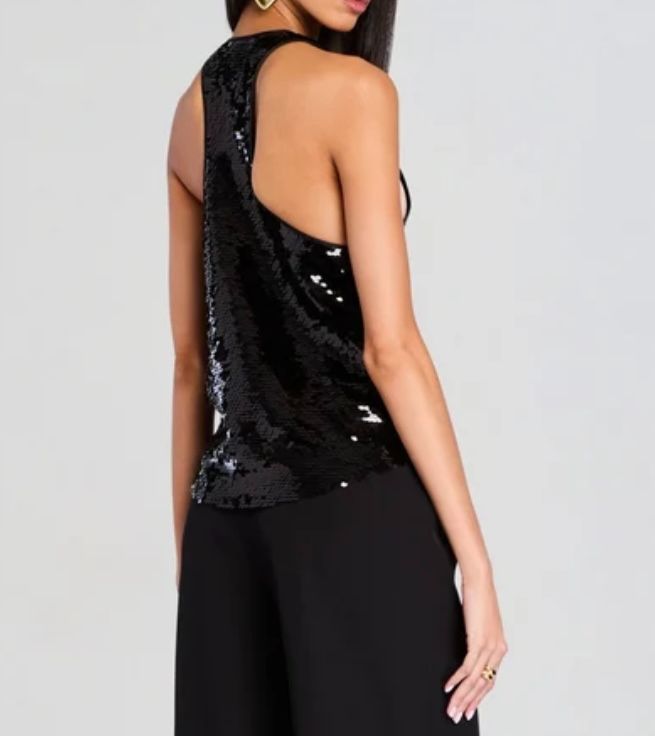 Retrofete Cropped Sequins Tank Top