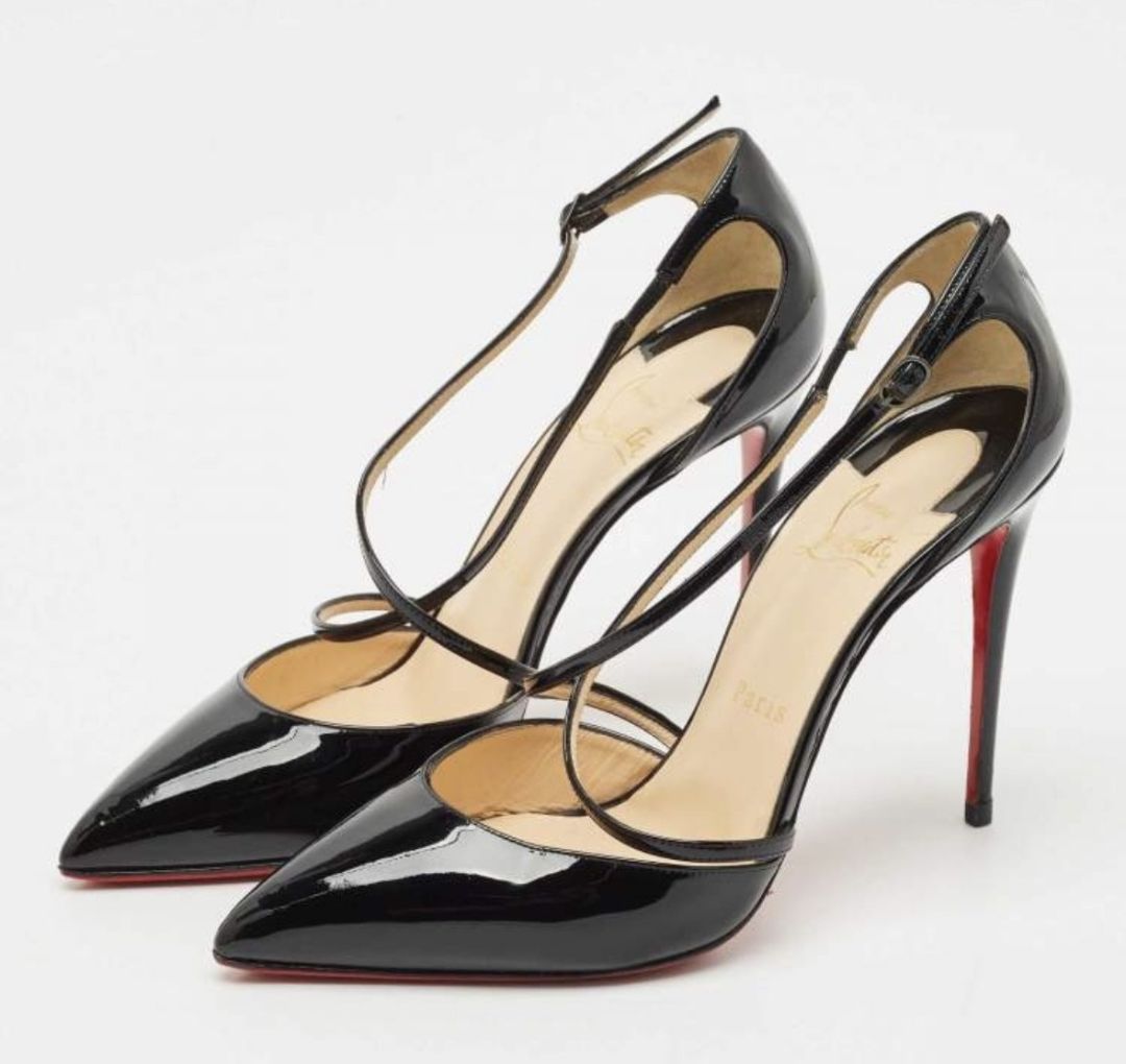 Christian Louboutin Patent Leather Cross Strap Heel