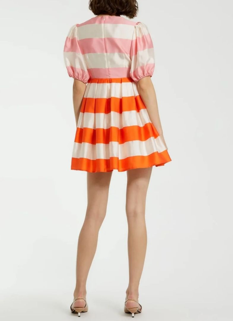 MAC DUGGAL Organza Striped Mini Dress