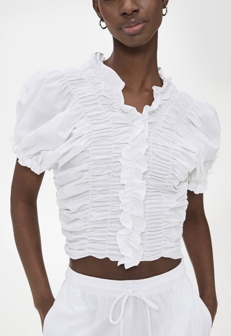 Lee Matthews Puff Sleeve Ruffle TShirt