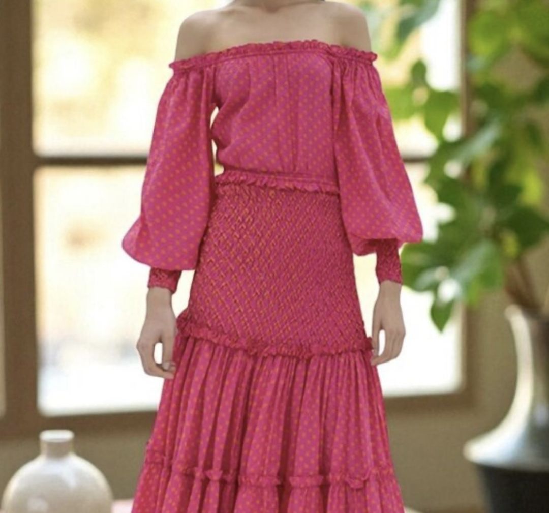 ALEXIS Polka Dot Cotton Set, Long Sleeve and Maxi Skirt