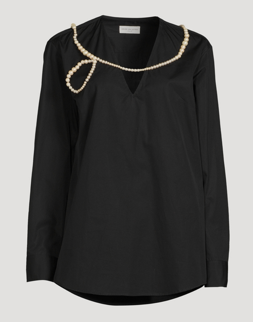 DRIES VAN NOTEN Campo Cotton Shirt With Pearls