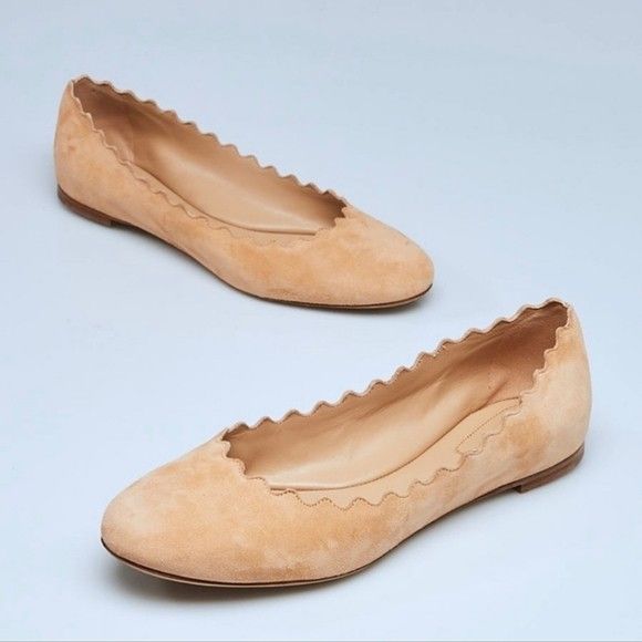 CHLOE Scalloped Suede Flats