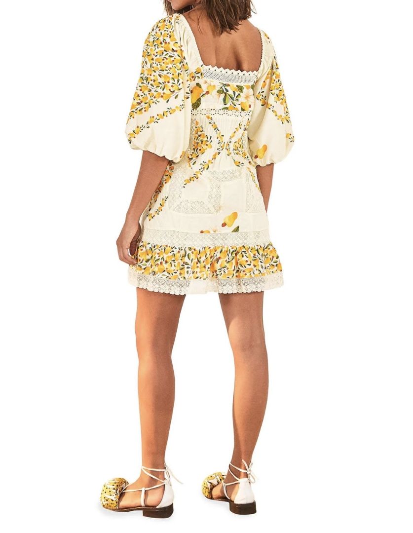 Farm Rio Mini Dress with Pear/Floral Print