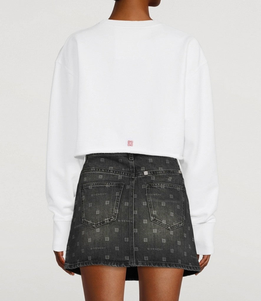 GIVENCHY white cropped sweater with red logo