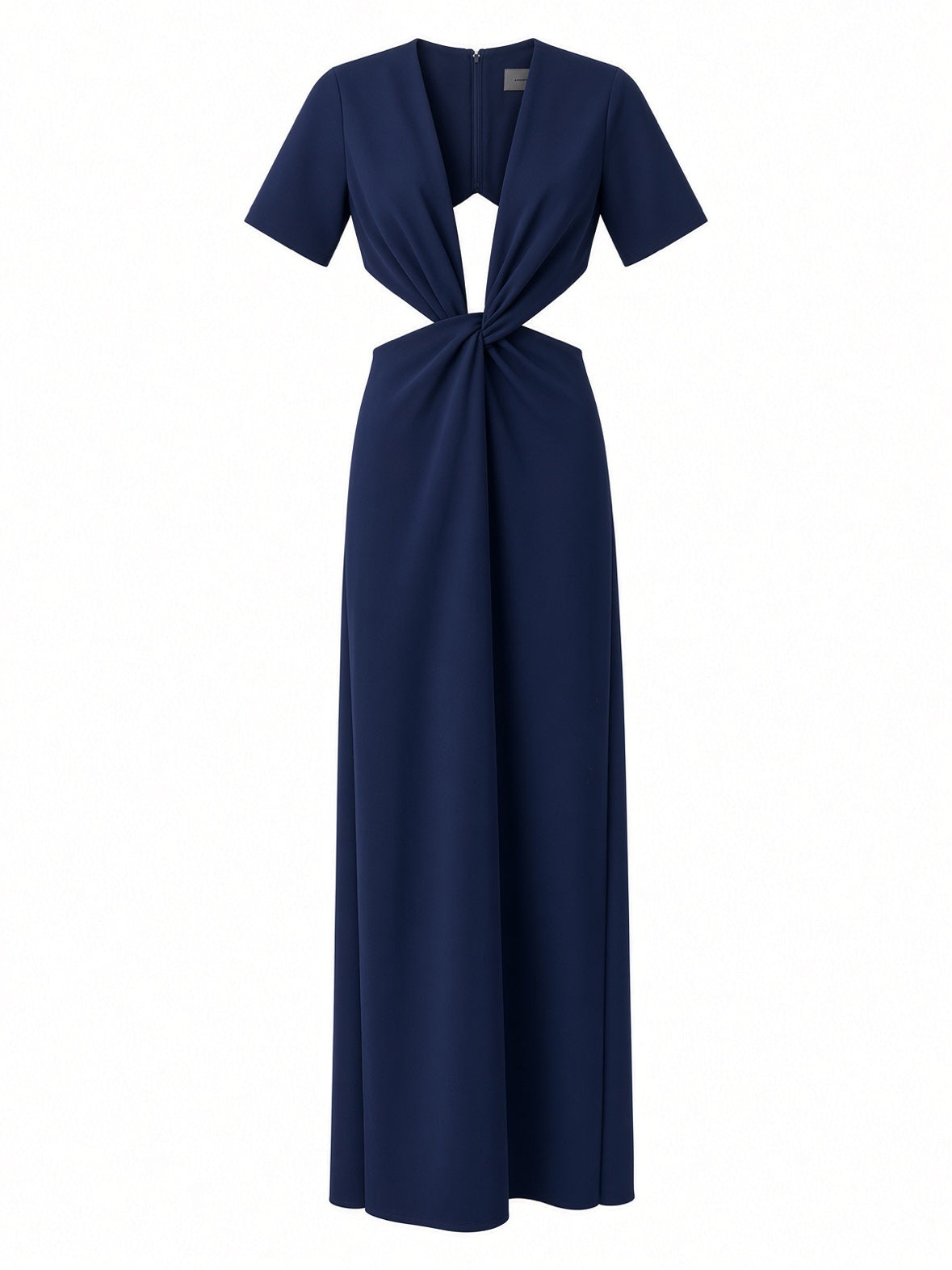 Greta Constantine Navy Twist Front Cut Out Gown