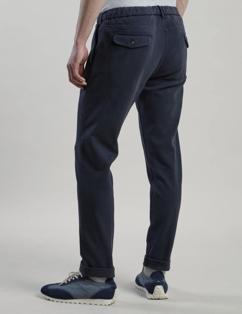 ELEVENTY Navy Cotton Blend Pant, Narrow Leg