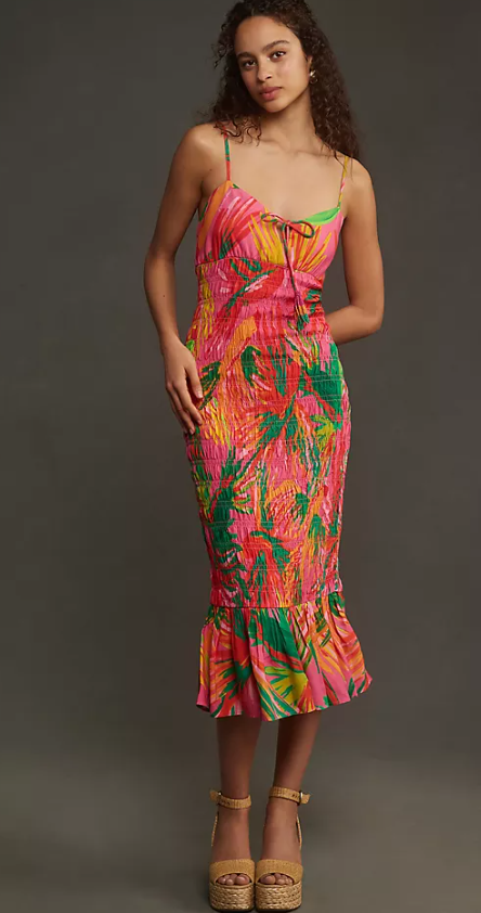 Farm Rio Ruched Tie-Front Dress