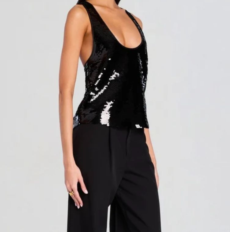 Retrofete Cropped Sequins Tank Top