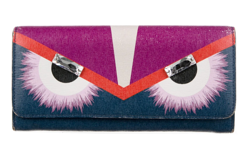 Fendi monster leather crystal wallet