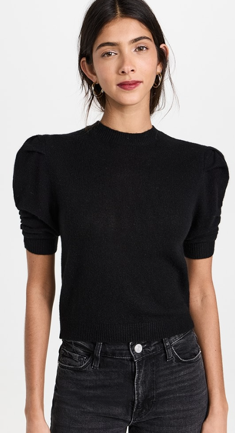 Frame Ruched Sleeve Cashmere Sweater