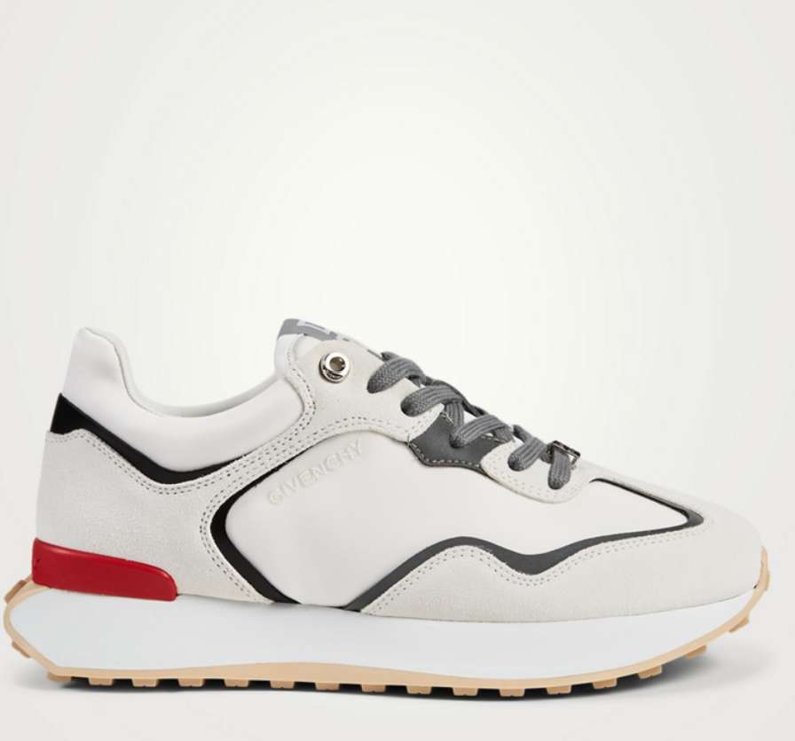 white Givenchy Giv Nylon and Suede Runner Sneakers, 39