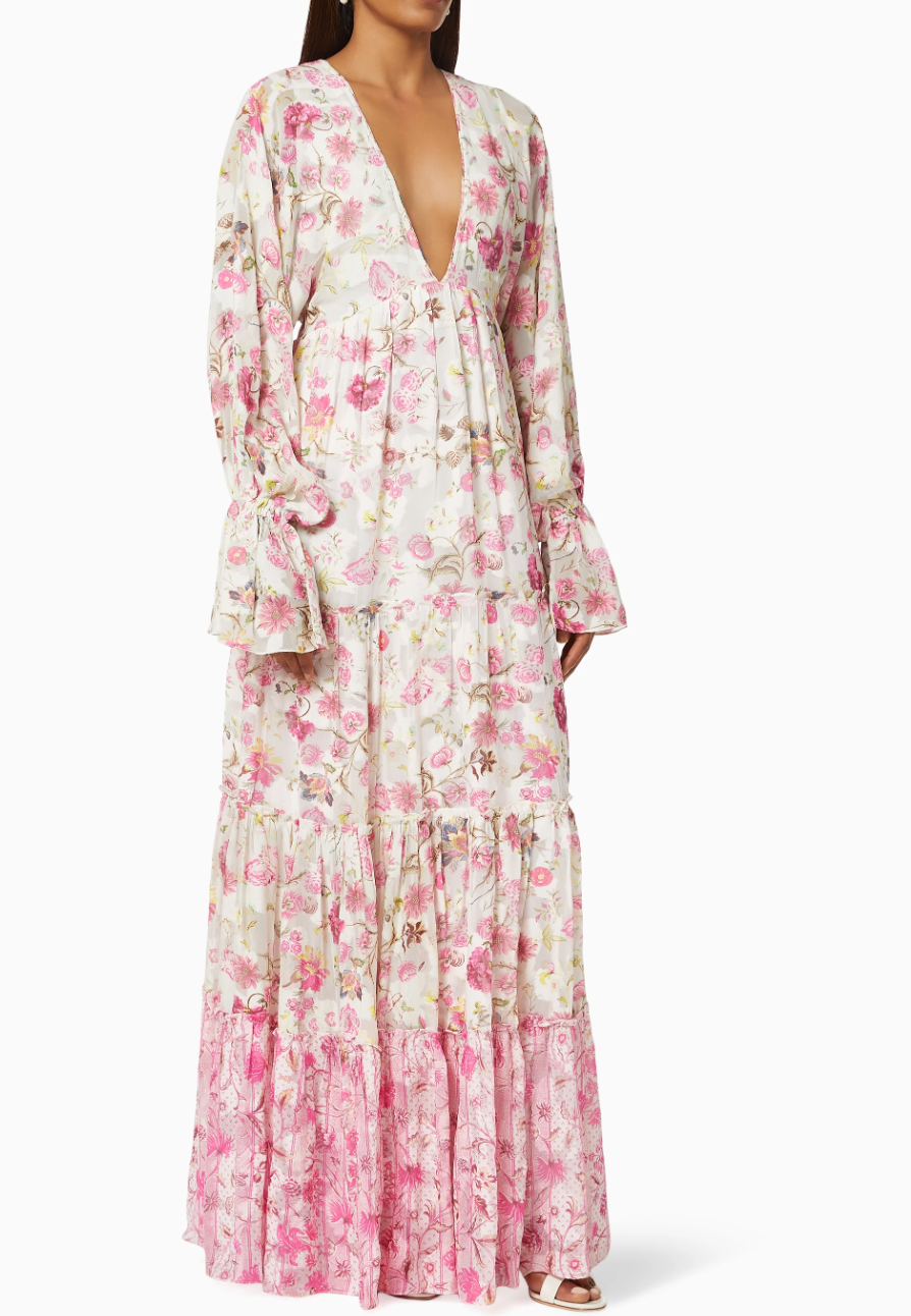 Hemant & Nadita Tara V-neck Maxi Dress