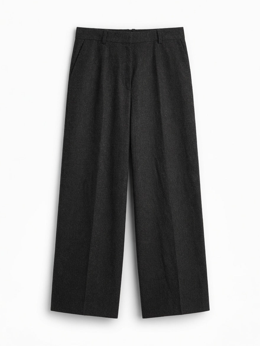 TOTEME charcoal wide leg wool trousers