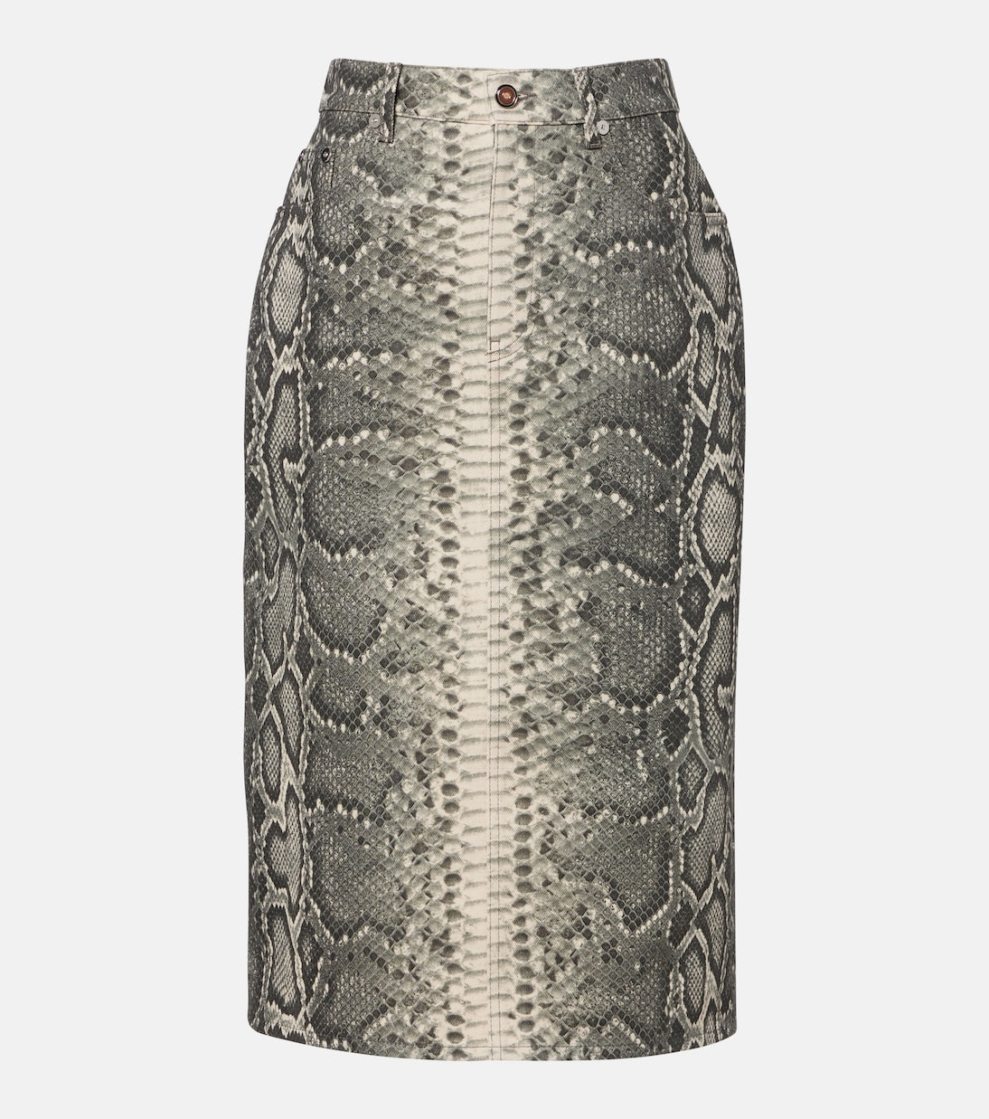 GABRIELA HEARST Adalaide Skirt, grey denim snake print