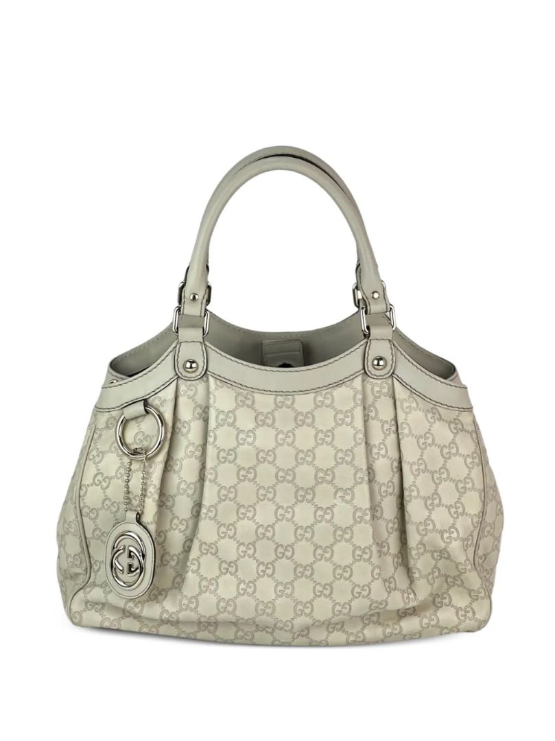Gucci Leather Ivory Sukey Satchel Bag