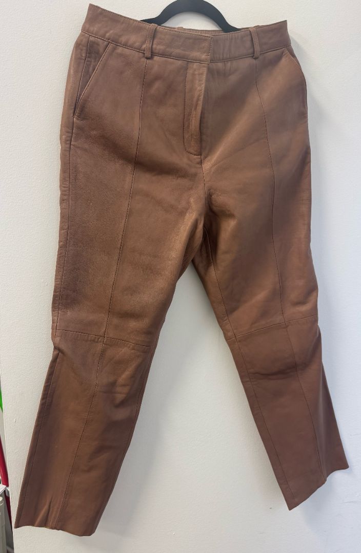 MINT VELVET brown/camel real leather pants, straight leg