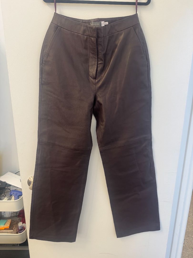 MINT VELVET dark purple real leather pants