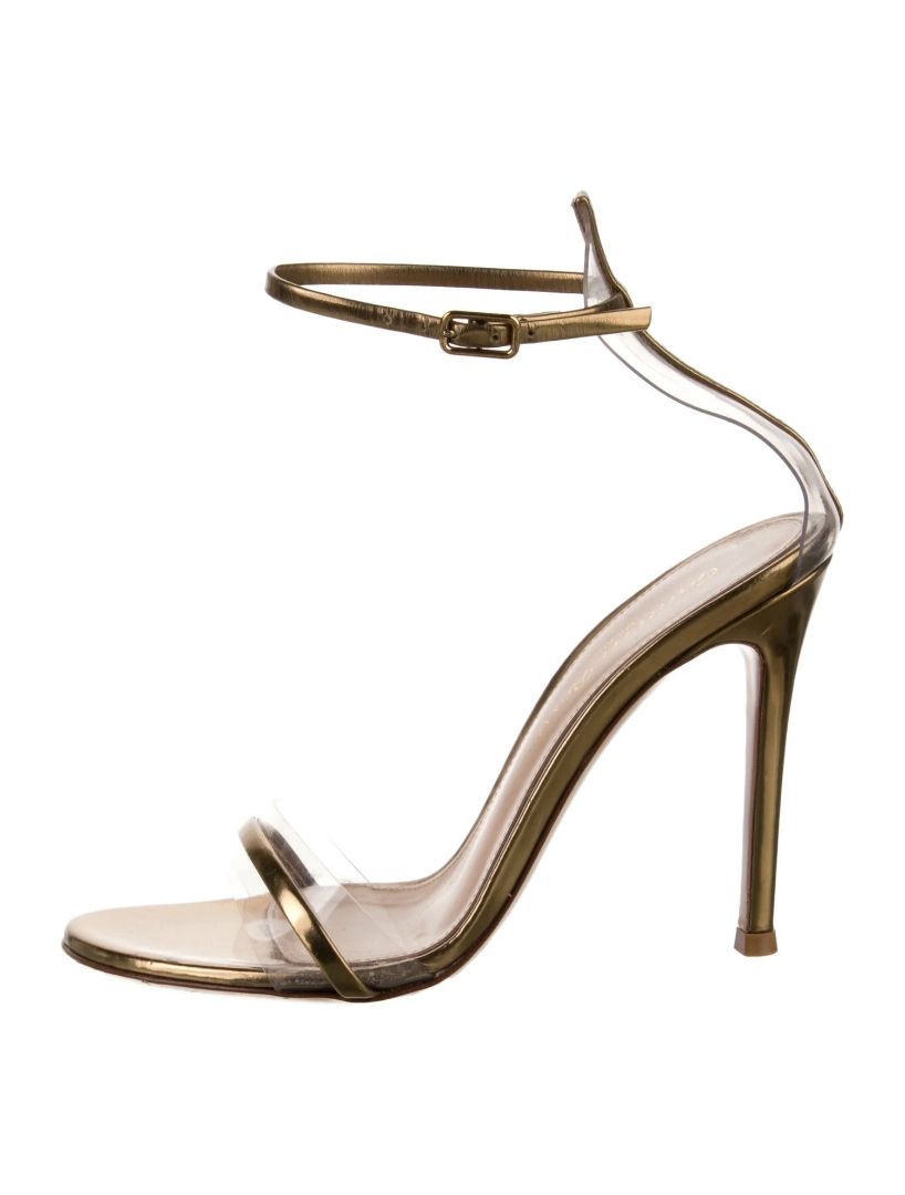 GIANVITO ROSSI gold and PVC heels