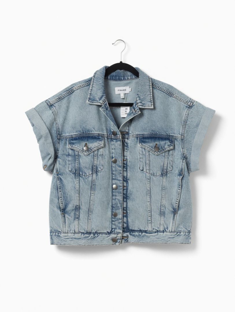 Frame Short Sleeve Blue Denim Jacket